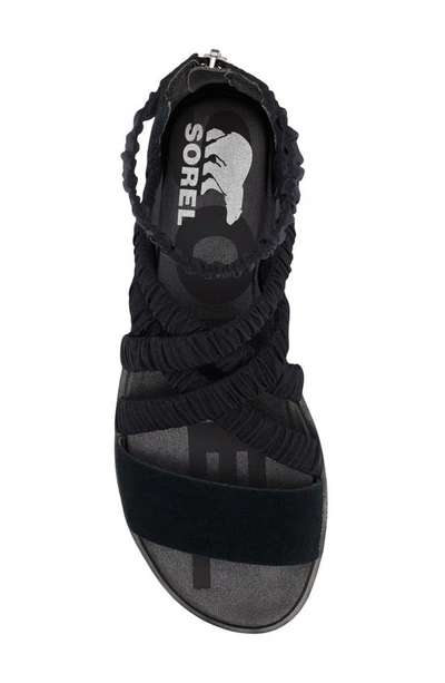 Shop Sorel Ella Ii Ankle Strap Sandal In Black Sea Salt