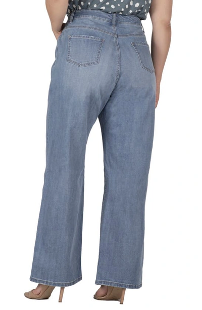 S And P High Waist Wide Leg Jeans In Light Blue