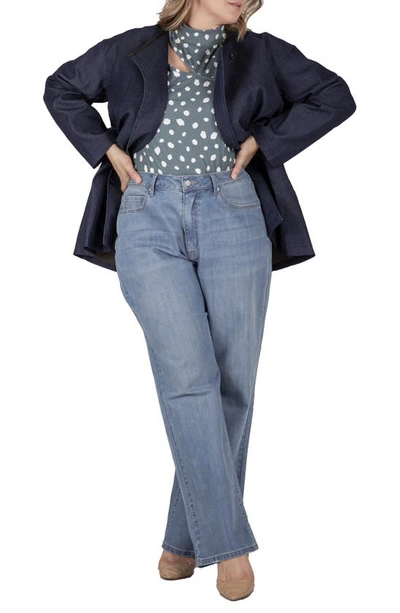 S And P High Waist Wide Leg Jeans In Light Blue