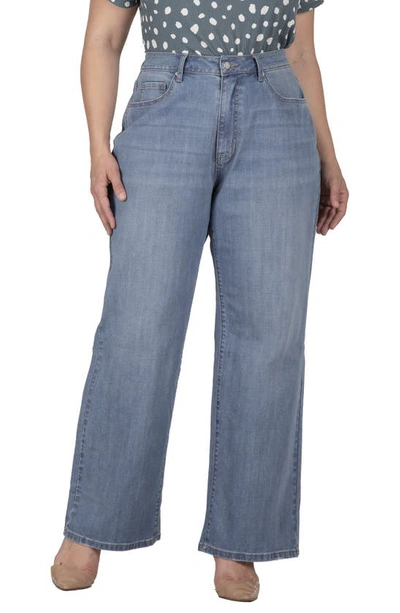 S And P High Waist Wide Leg Jeans In Light Blue