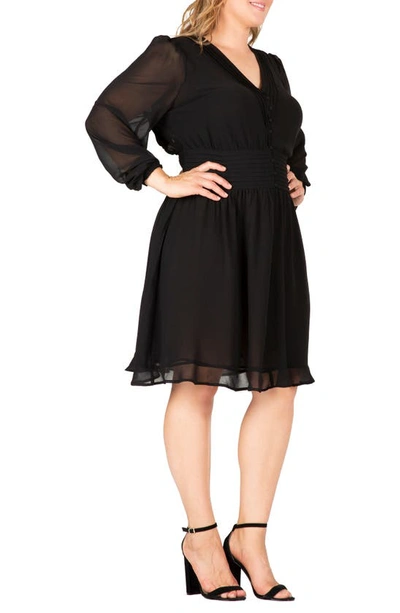 Shop S And P Standards & Practices Cutout Back Long Sleeve Dress In Black