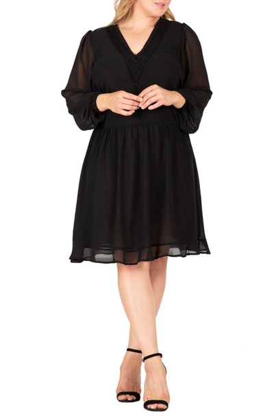 Shop S And P Standards & Practices Cutout Back Long Sleeve Dress In Black