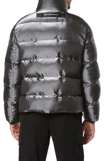 Shop Andrew Marc Gallium Liquid Metal Quilted Jacket In Grey