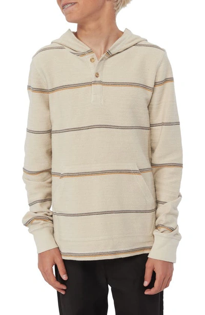 Shop O'neill Kids' Baja Stripe Hooded Pullover In Light Khaki