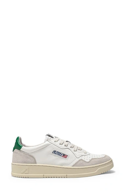 Shop Autry Medalist Low Sneaker In White W/ Green