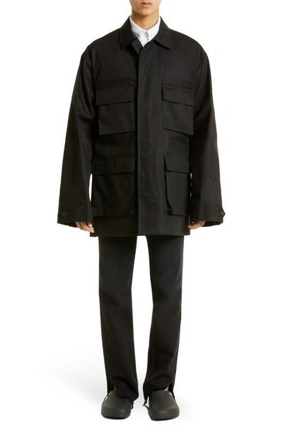 Shop Balenciaga Cotton Gabardine Cargo Jacket In Black