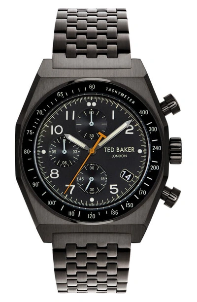 Shop Ted Baker Filey Chronograph Bracelet Watch, 43mm In Gunmetal/ Gunmetal/ Gunmetal