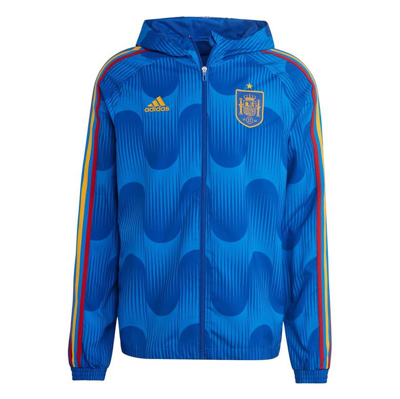 Shop Adidas Originals Adidas Royal Spain National Team Dna Raglan Full-zip Hoodie Windbreaker Jacket In Navy