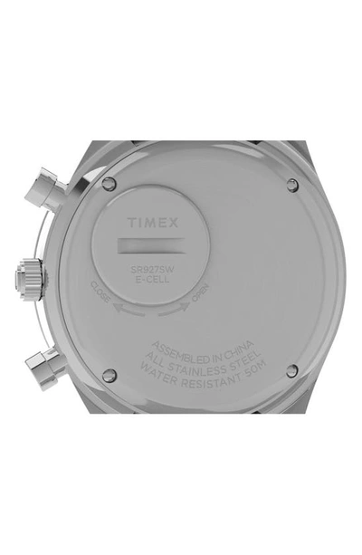 Shop Timex Q Chronograph Bracelet Watch, 40mm In Silver/ Black/ Silver