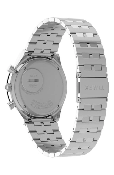 Shop Timex Q Chronograph Bracelet Watch, 40mm In Silver/ Black/ Silver