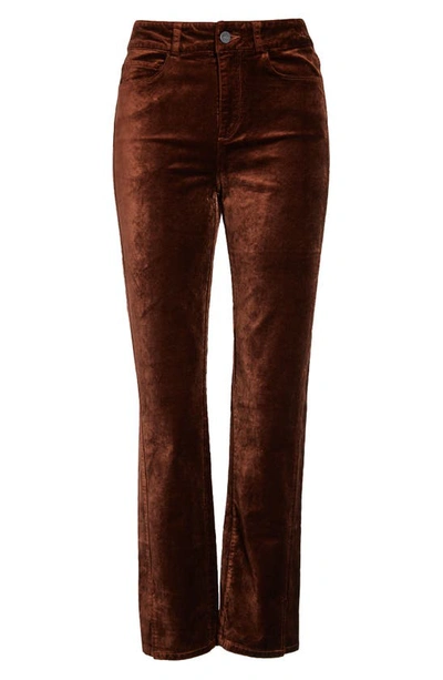 Shop Paige Cindy High Waist Twist Seam Ankle Straight Leg Jeans In Chicory Coffee