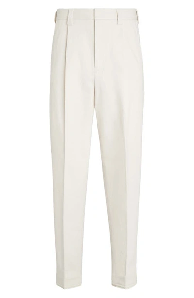 Shop Zegna One-pleat Bull Denim Pants In Natural