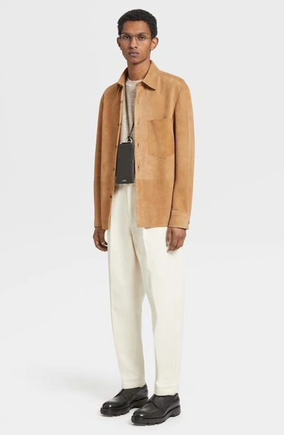 Shop Zegna One-pleat Bull Denim Pants In Natural