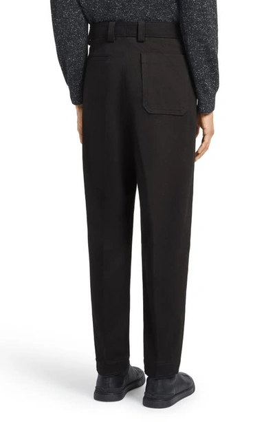 Zegna One-pleat Bull Denim Pants In Black