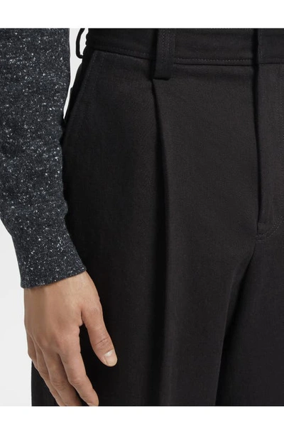 Zegna One-pleat Bull Denim Pants In Black