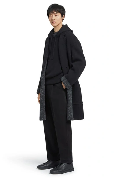 Zegna One-pleat Bull Denim Pants In Black