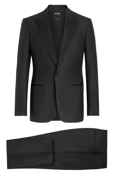 Shop Zegna Trofeo 600 Wool & Silk Tuxedo In Black