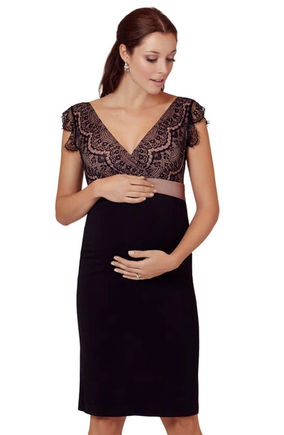 Tiffany Rose Rosa Lace Tie Waist Maternity Dress In Black