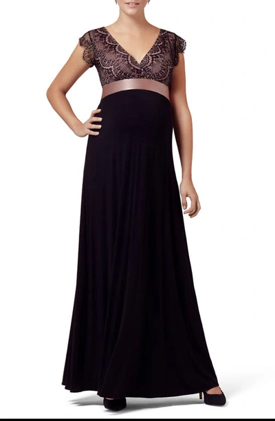 Shop Tiffany Rose Rosa Lace Maternity Gown In Black