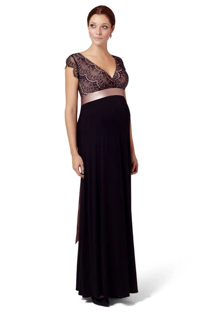 Shop Tiffany Rose Rosa Lace Maternity Gown In Black