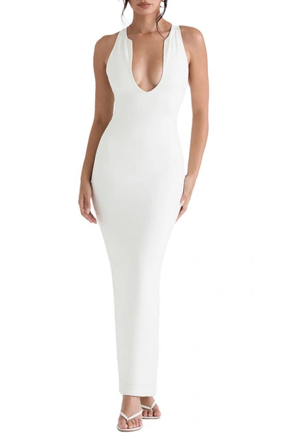 Shop House Of Cb Eleanora Plunge Neck Maxi Cocktail Dress In Ivory