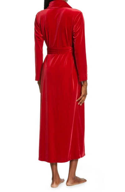 Shop Natori Natalie Velvet Robe In Brocade Red