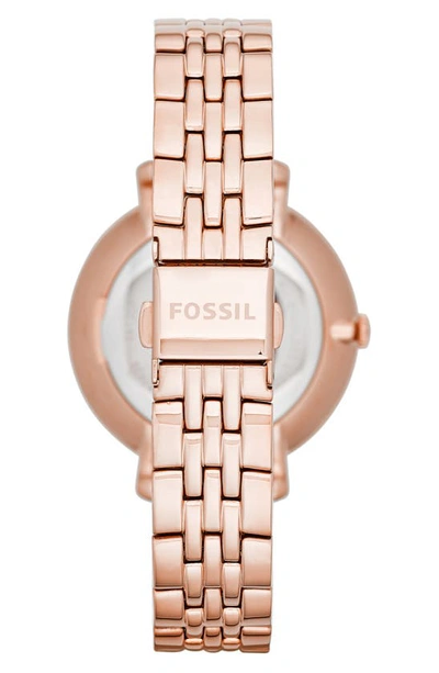 Shop Fossil Jacqueline Watch, Heart Studs And Pendant Necklace Set, 36mm In Rose Gold