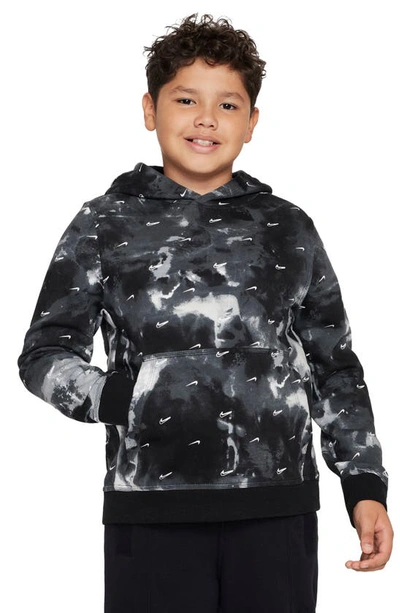 Shop Nike Kids' Splash Dye Swoosh Graphic Hoodie In Black