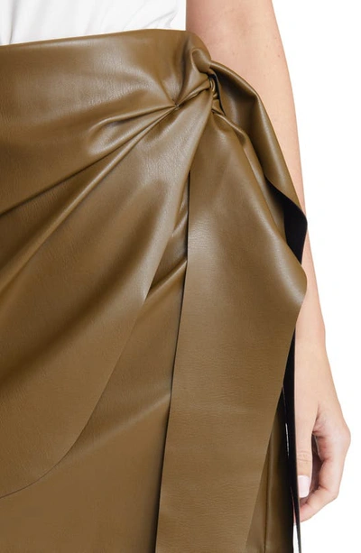 Vero Moda Bella Coated Faux Wrap Miniskirt In Dark Olive