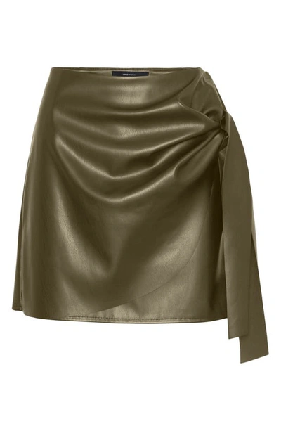 Vero Moda Bella Coated Faux Wrap Miniskirt In Dark Olive
