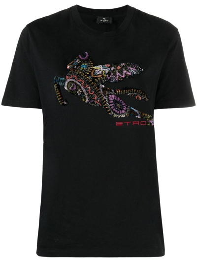 Shop Etro Regular T-shirt In Black
