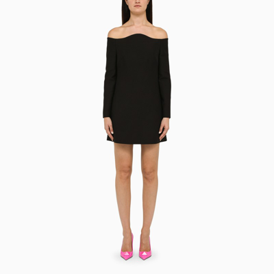 Shop Valentino Black Wool Flared Dress
