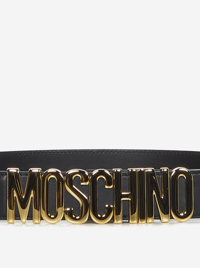 Shop Moschino Logo Lettering Belt In Black