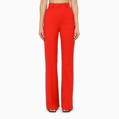 David Koma High-rise Flared Virgin Wool Pants In Red