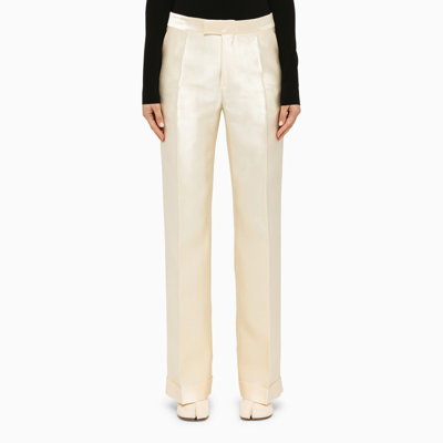 Shop Maison Margiela | Mikado Silk White Trousers