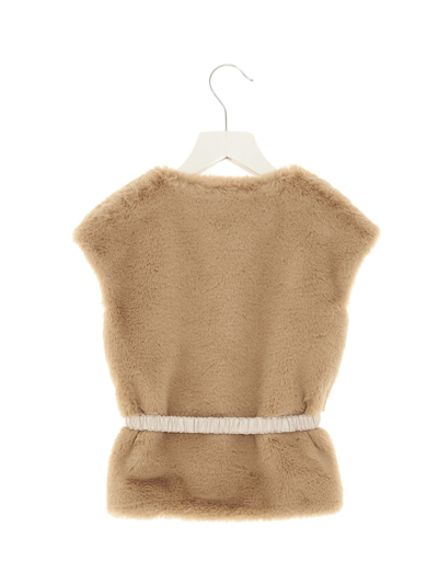 Shop Il Gufo Eco Fur Vest In Beige