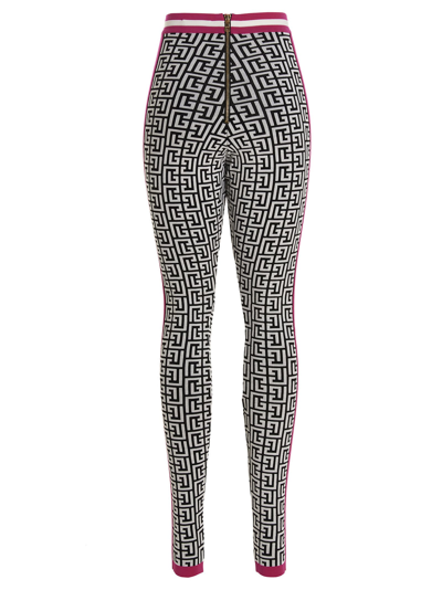 Shop Balmain Leggings Logo Monogram In Multicolor