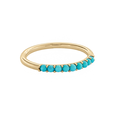 Pre-owned J.o.n 14k Gold Natural Turquoise Anniversary Ring Fine Jewelry