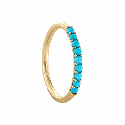 Pre-owned J.o.n 14k Gold Natural Turquoise Anniversary Ring Fine Jewelry