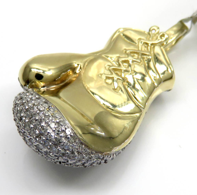 Pre-owned Online0369 1.45 Ct Moissanite Men's Boxing Gloves Pendant 14k Yellow Gold Plated 925 Silver In White