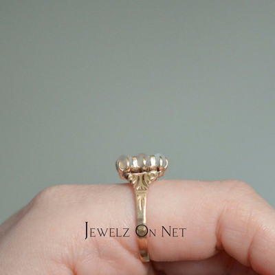 Pre-owned J.o.n 14k Gold Genuine Rainbow Moonstone June Birthstone Vintage Ring Fine Jewelry In Blue