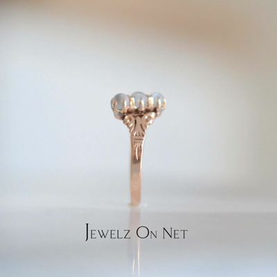Pre-owned J.o.n 14k Gold Genuine Rainbow Moonstone June Birthstone Vintage Ring Fine Jewelry In Blue