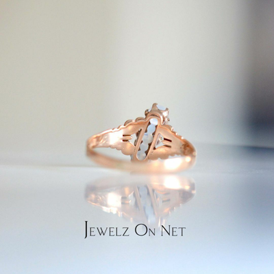 Pre-owned J.o.n 14k Gold Genuine Rainbow Moonstone June Birthstone Vintage Ring Fine Jewelry In Blue