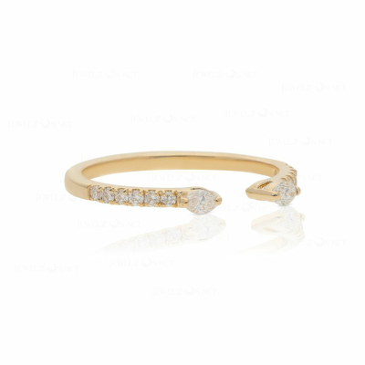 Pre-owned J.o.n 14k Gold Genuine Round And Marquise Diamond Open Cuff Ring Fine Jewelry In Yellow