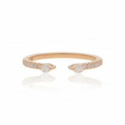 Pre-owned J.o.n 14k Gold Genuine Round And Marquise Diamond Open Cuff Ring Fine Jewelry In Yellow