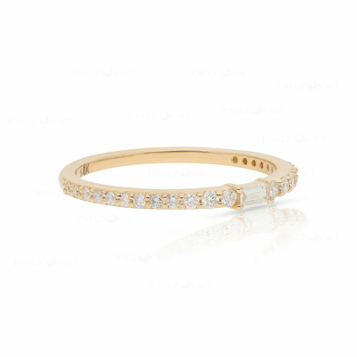 Pre-owned J.o.n 14k Gold 0.24 Ct. Genuine Baguette And Round Diamond Half Eternity Band Ring In Yellow