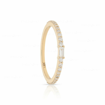 Pre-owned J.o.n 14k Gold 0.24 Ct. Genuine Baguette And Round Diamond Half Eternity Band Ring In Yellow
