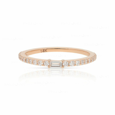 Pre-owned J.o.n 14k Gold 0.24 Ct. Genuine Baguette And Round Diamond Half Eternity Band Ring In Yellow