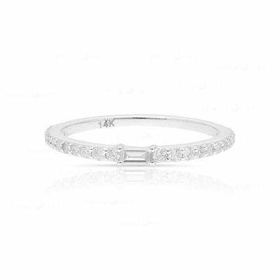 Pre-owned J.o.n 14k Gold 0.24 Ct. Genuine Baguette And Round Diamond Half Eternity Band Ring In Yellow