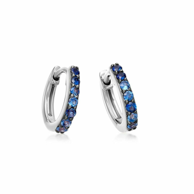 Pre-owned J.o.n 14k Gold Hoop Earrings Available In Blue Sapphire Ruby Emerald And Pink Sapphire